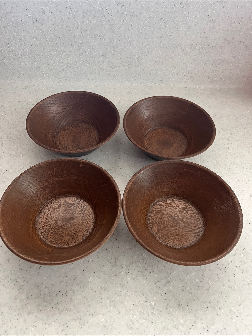 4 Vtg West Bend Thermo Serv Wood Grain Bowls Anoka, MN Cereal Snacks +